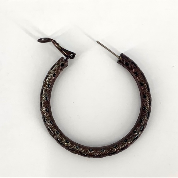 Lia Sophia Cutting Edge Brown Gold Hoop Earrings - Picture 7 of 12